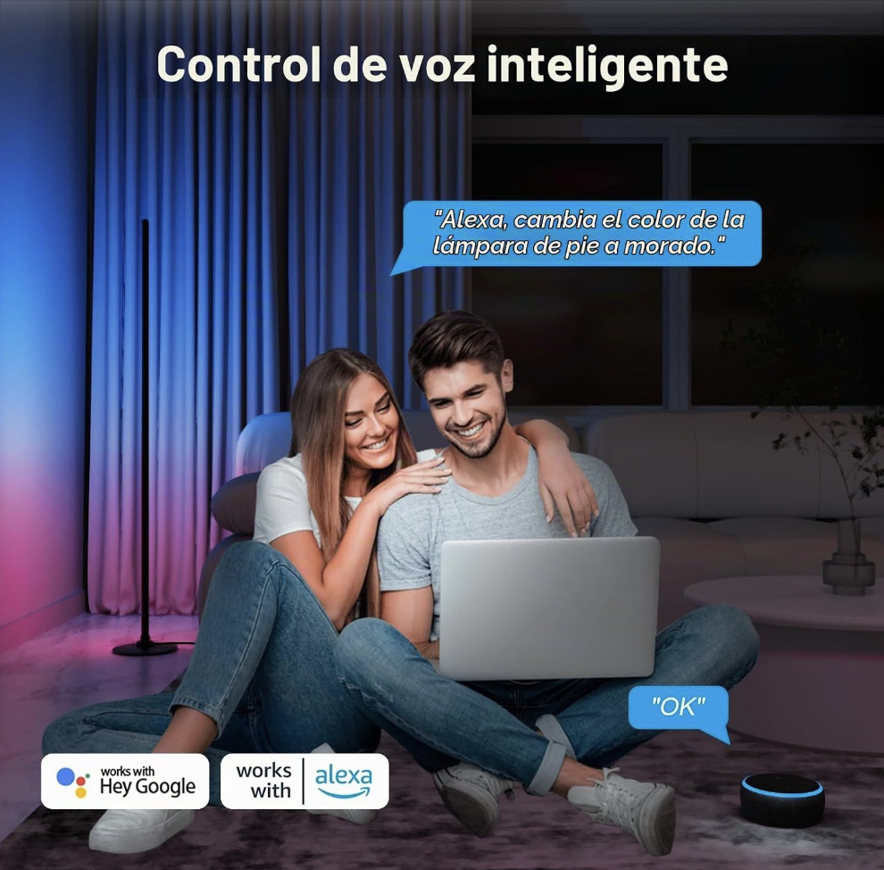 ACCESORIO PARA ASISTENTE INTELIGENTE LANMONLILY 0003 RGB (DIGITAL COLOR) LED FLOOR LAMP, COMPATIBLE CON ALEXA Y GOOGLE ASSISTANT, SINCRONIZACIÓN DE MÚSICA, vista 4